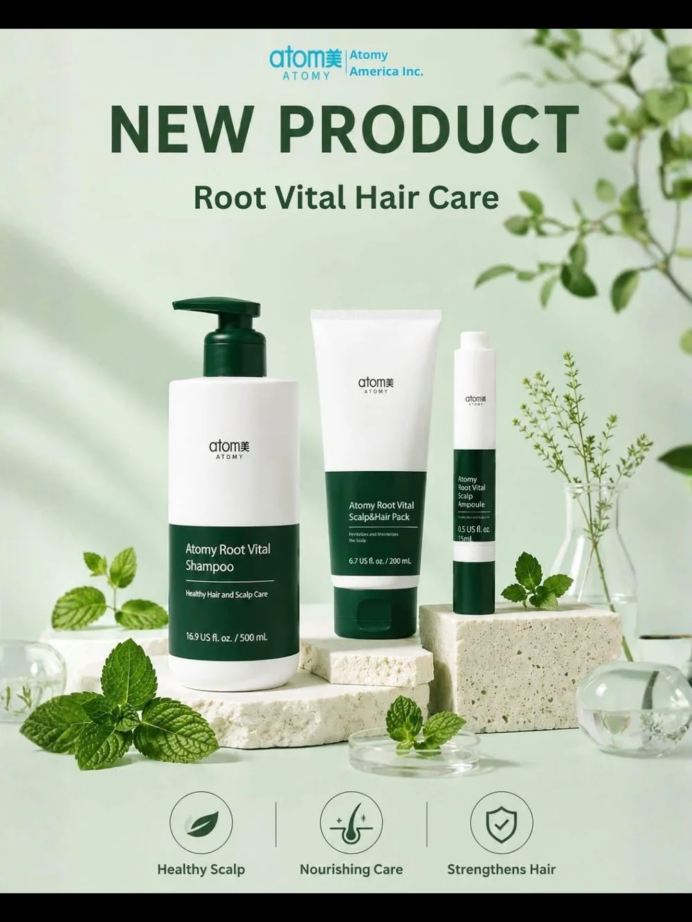 Root Vital Hair Care Shampoo & Treatment Set - Green